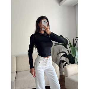 Bisiklet Yaka Crop - SİYAH