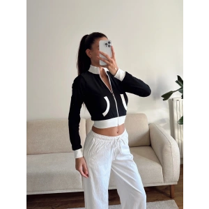 Biyeli Crop Hırka - SİYAH