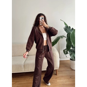 Üç İplik Bİyeli Eşofman Takımı - KAHVE