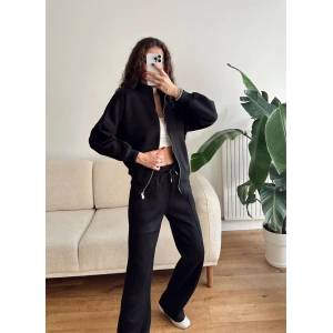 Üç İplik Bİyeli Eşofman Takımı - SİYAH