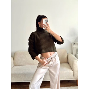 Boğazlı Triko Kazak - HAKİ