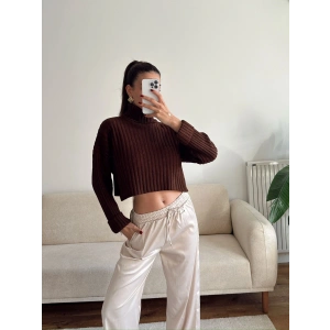 Boğazlı Triko Kazak - KAHVE