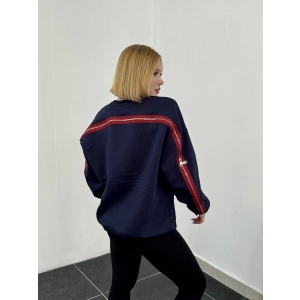 Sırt Fermuar Boston Sweatshirt - LACİVERT