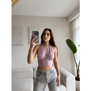 Boyun Bağlamalı Crop - LİLA