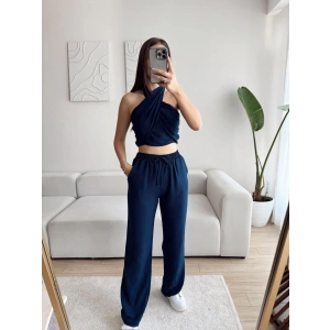 Boyun Bağlamalı Tasarım Takım - LACİVERT