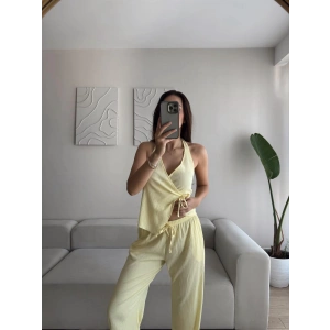 Twist Sırt Dekolte İkili Takım - SARI