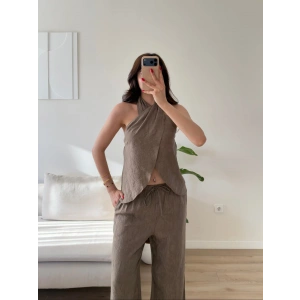 Boyundan Bağlamalı Keten Takım - VİZON