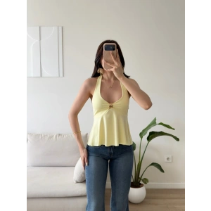 Boyundan Geçmeli Aksesuar Crop - SARI
