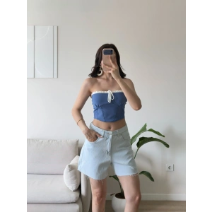 BSK Ön Bağcık Büstiyer - BEBE MAVİSİ