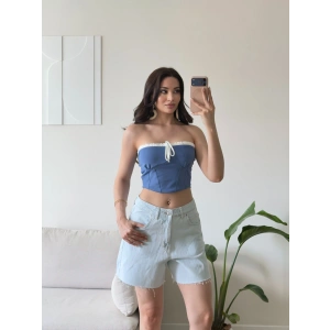 BSK Ön Bağcık Büstiyer - BEBE MAVİSİ