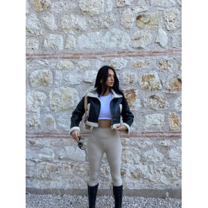 Cep Detay İçi Kürklü Biker Ceket