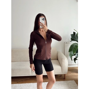 Cepli Fermuar Bluz - KAHVE