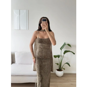 Çiçek Desen Fularlı Elbise - LEOPAR