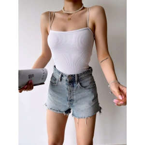 Çift Askılı Kaşkorse Bodysuit-BEYAZ