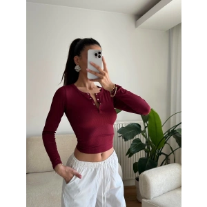 Çıtçıtlı Basic Crop - BORDO