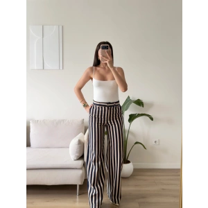 Çizgili Gabardin Pantolon - LACİVERT