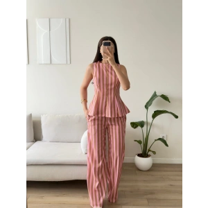 Çizgili Volanlı İkili Takım - PEMBE