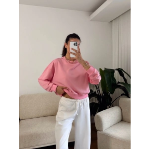 Crop Basic Sweat - PEMBE