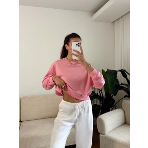 Crop Basic Sweat - PEMBE
