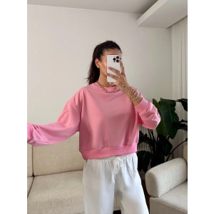 Crop Basic Sweat - PEMBE