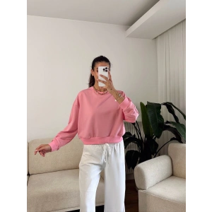 Crop Basic Sweat - PEMBE