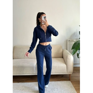 Crop Hırka & Pantolon Takım - LACİVERT