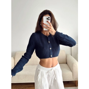 Crop Triko Hırka - LACİVERT