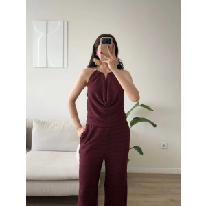 Degaje Yaka Aksesuar İkili Takım - BORDO