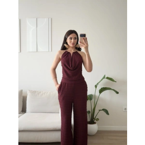 Degaje Yaka Aksesuar İkili Takım - BORDO