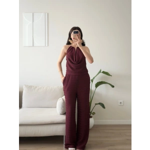 Degaje Yaka Aksesuar İkili Takım - BORDO