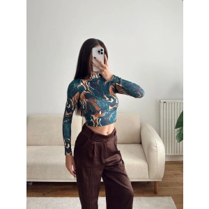 Dijital Baskı Crop - LACİVERT