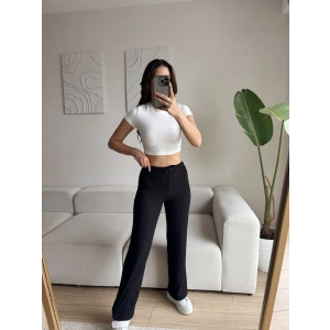 Dokulu Bağcıklı Salaş Pantolon - SİYAH