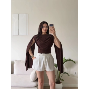 Drapeli Pelerin Bodysuit - KAHVE