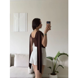 Drapeli Pelerin Bodysuit - KAHVE