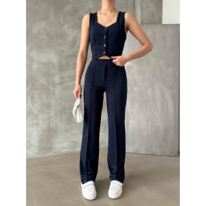 Düğmeli Yelek-İkili Takım-LACİVERT