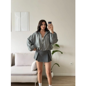Ekose Bomber Ceket - GRİ EKOSE