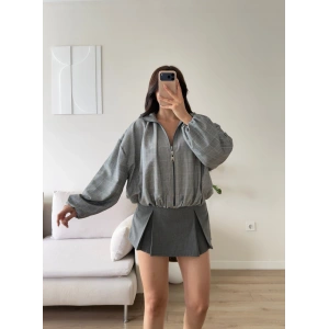 Ekose Bomber Ceket - GRİ EKOSE