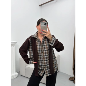 Ekose Gömlekli İkili Takım - KAHVE