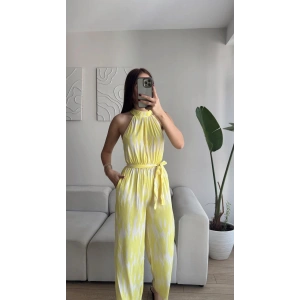 Etnik Desen Boyun Geçmeli Tulum - SARI