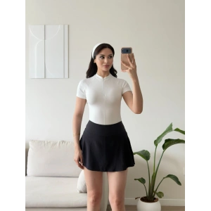 Fermuar Detay Bodysuit - BEYAZ