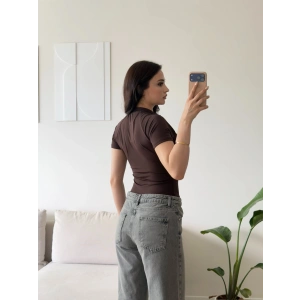 Fermuar Detay Bodysuit - KAHVE