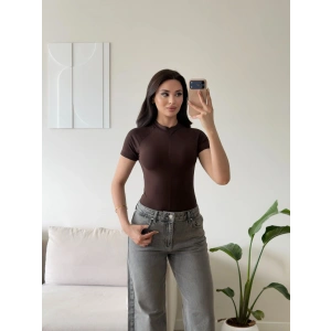 Fermuar Detay Bodysuit - KAHVE