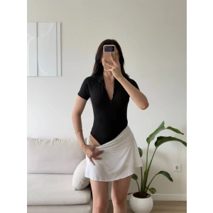 Fermuar Detay Bodysuit - SİYAH