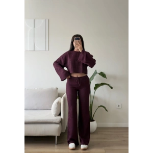 Fitilli Salaş Crop İkili Takım - BORDO