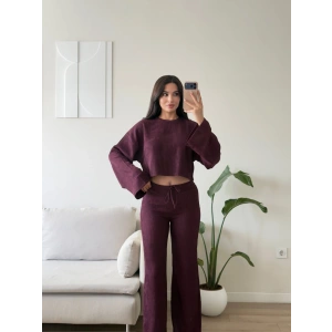 Fitilli Salaş Crop İkili Takım - BORDO