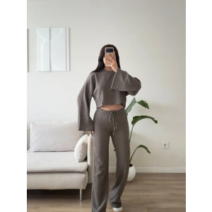 Fitilli Salaş Crop İkili Takım - GRİ