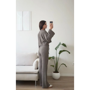 Fitilli Salaş Crop İkili Takım - GRİ