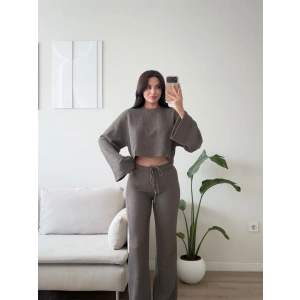 Fitilli Salaş Crop İkili Takım - GRİ