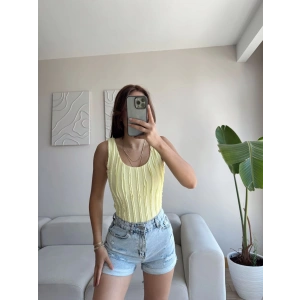 Fitilli Sırt Oval Crop - SARI