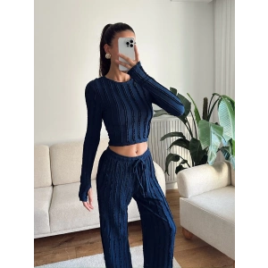 Fitilli Ters Dikiş İkili Takım - LACİVERT